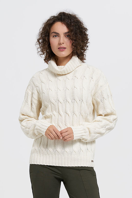 Chunky knit sweater with wool 1 | WHITE | Audimas