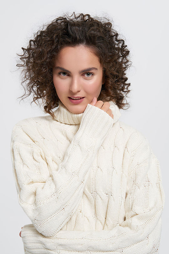 Chunky knit sweater with wool 3 | WHITE | Audimas