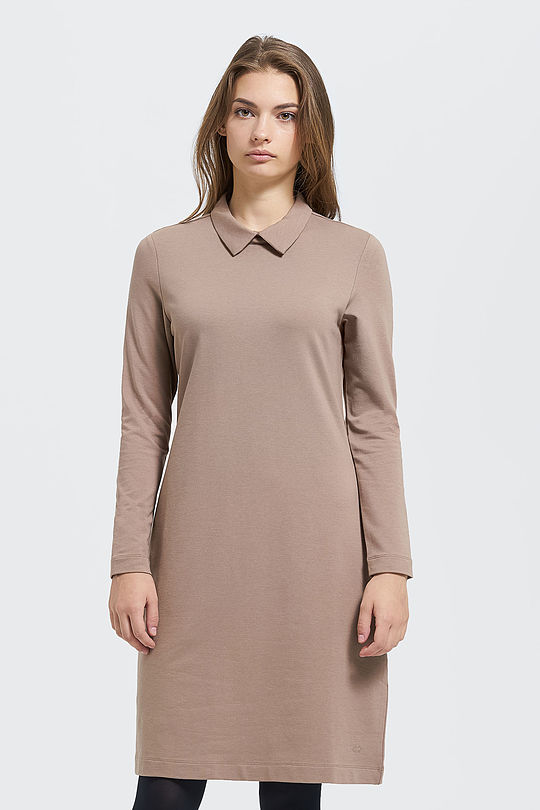 Modal-cotton terry midi dress 1 | BROWN/BORDEAUX | Audimas