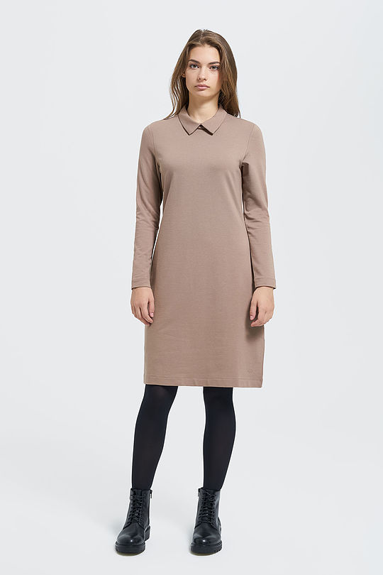 Modal-cotton terry midi dress 5 | BROWN/BORDEAUX | Audimas