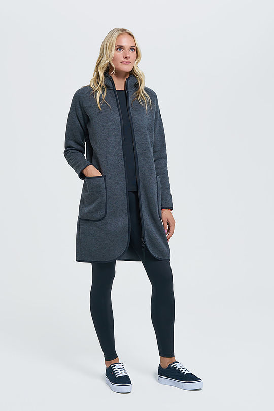 Warm fleece long zip-through jacket 6 | GREY/MELANGE | Audimas