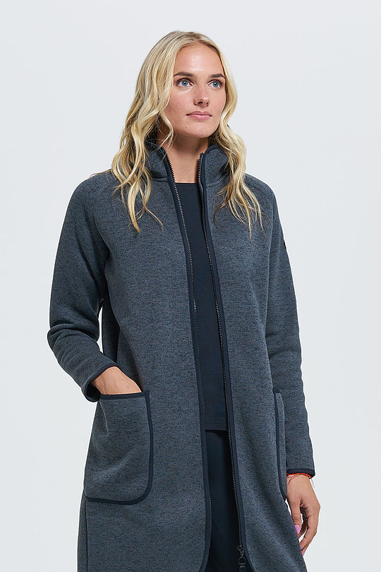Warm fleece long zip-through jacket 1 | GREY/MELANGE | Audimas