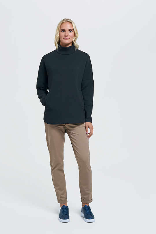 Cotton interlock knit sweatshirt 5 | BLACK | Audimas
