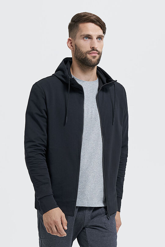 Cotton terry zip-through hoodie 1 | BLACK | Audimas
