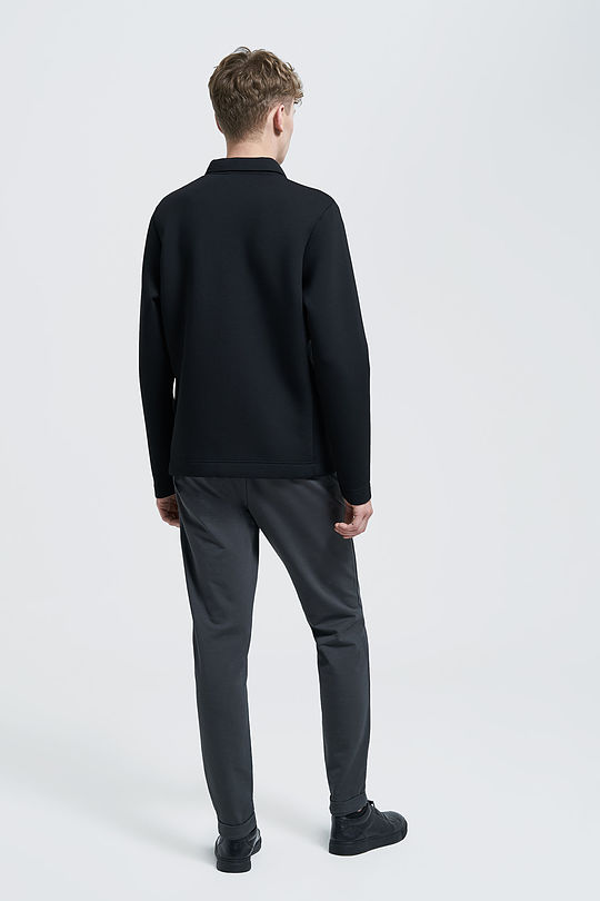 Cotton interlock knit zip-through jacket 6 | BLACK | Audimas