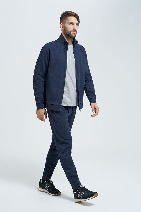 Pique cotton slim fit sweatpants 4 | BLUE | Audimas