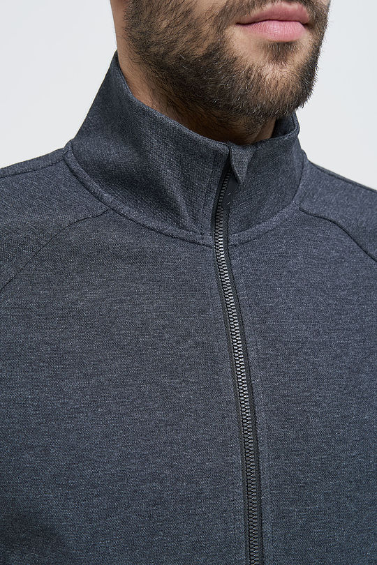 Pique cotton zip-through jacket 3 | GREY/MELANGE | Audimas