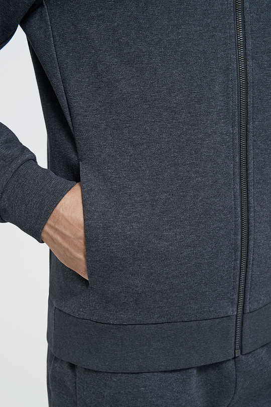 Pique cotton zip-through jacket 4 | GREY/MELANGE | Audimas