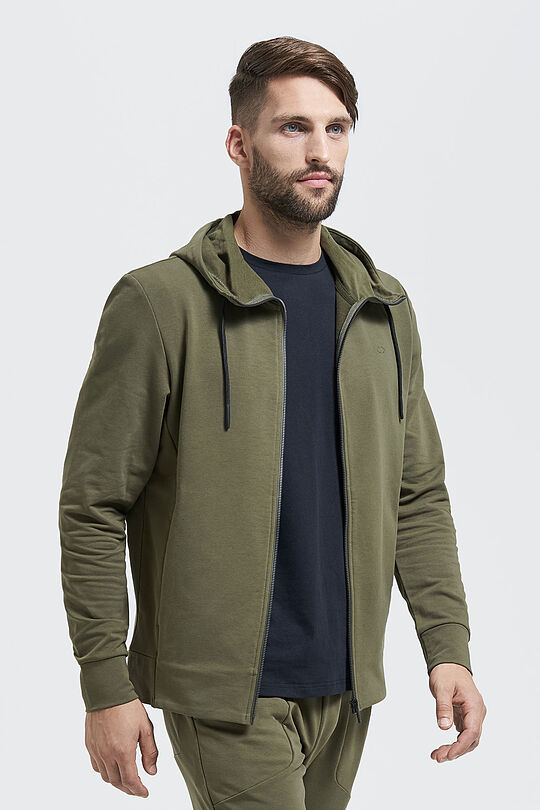 Cotton terry zip-through hoodie 1 | GREEN/ KHAKI / LIME GREEN | Audimas