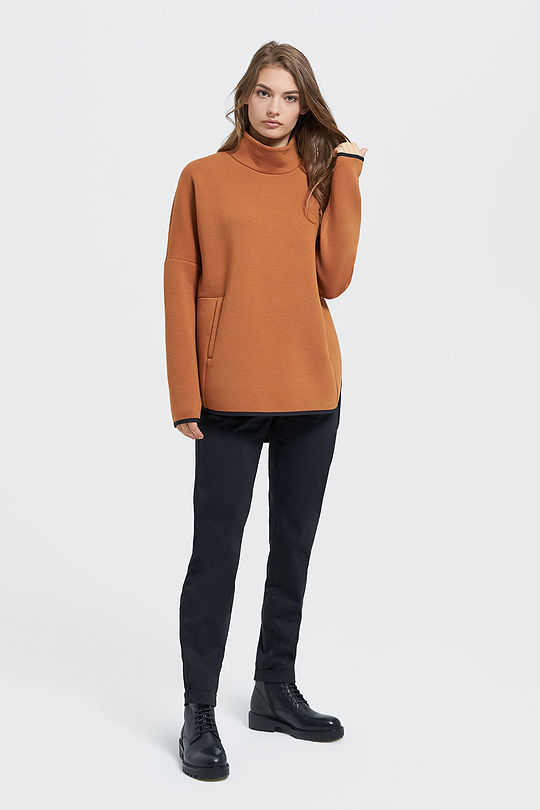Cotton interlock knit sweatshirt 5 | BROWN/BORDEAUX | Audimas
