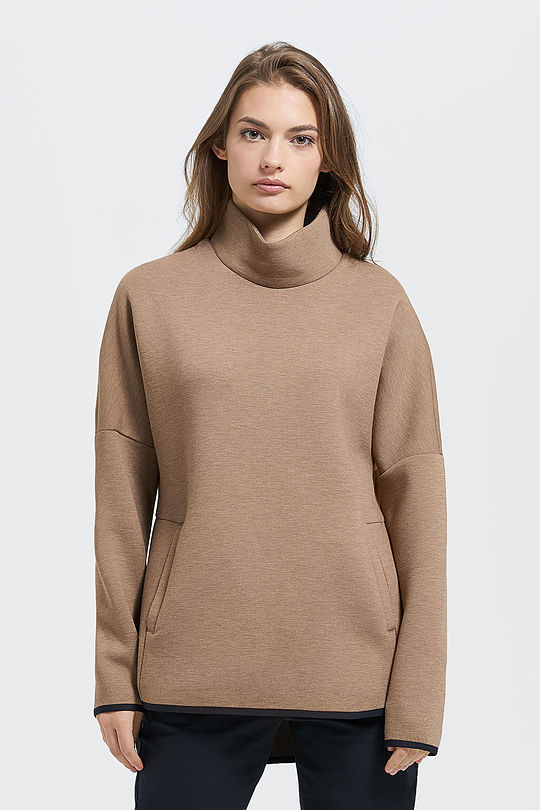 Cotton interlock knit sweatshirt 1 | BROWN/BORDEAUX | Audimas