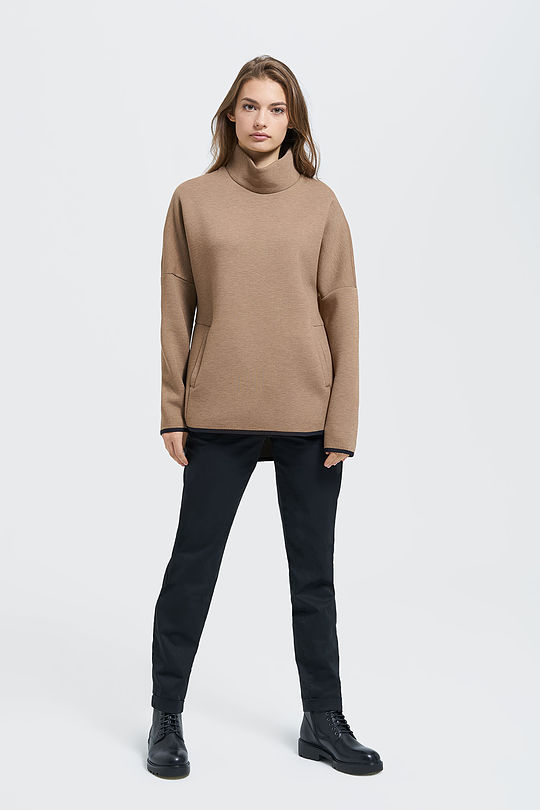 Cotton interlock knit sweatshirt 4 | BROWN/BORDEAUX | Audimas