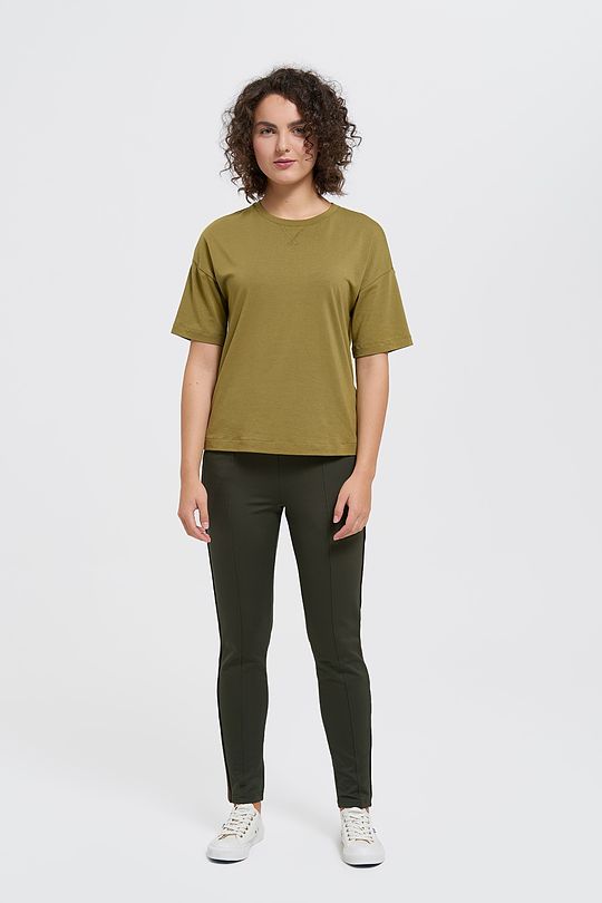 Relaxed fit modal-cotton t-shirt 5 | GREEN/ KHAKI / LIME GREEN | Audimas