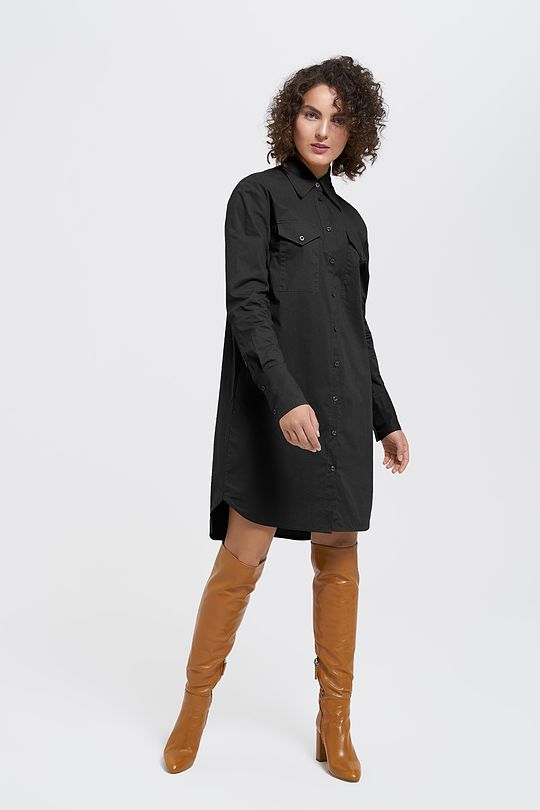 Stretch cotton shirt dress 4 | BLACK | Audimas