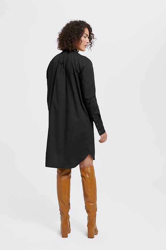 Stretch cotton shirt dress 5 | BLACK | Audimas