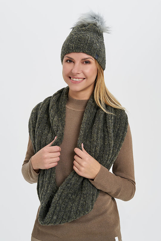 Soft knitted muff with wool 2 | GREEN/ KHAKI / LIME GREEN | Audimas