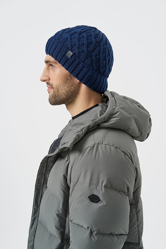 Knitted merino wool cap 2 | BLUE | Audimas