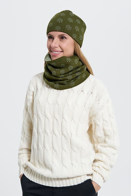 Knitted cap of wool FOREST MOOD 3 | GREEN/ KHAKI / LIME GREEN | Audimas