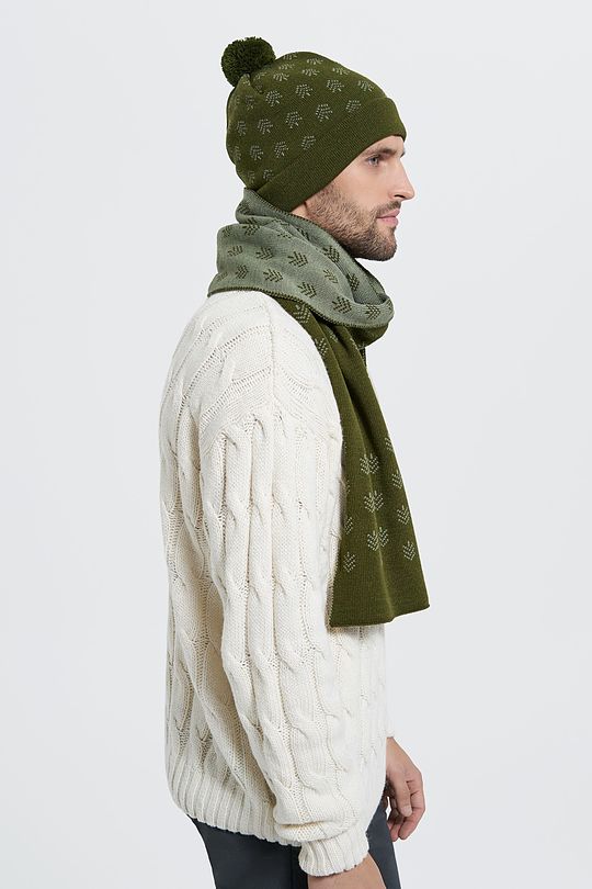 Knitted scarf of wool FOREST MOOD 3 | GREEN/ KHAKI / LIME GREEN | Audimas