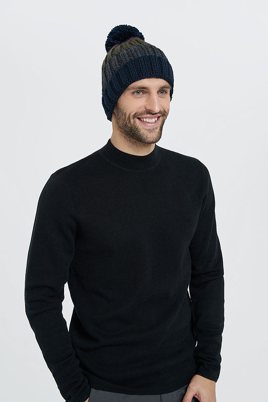 Knitted merino wool cap 1 | BLUE | Audimas