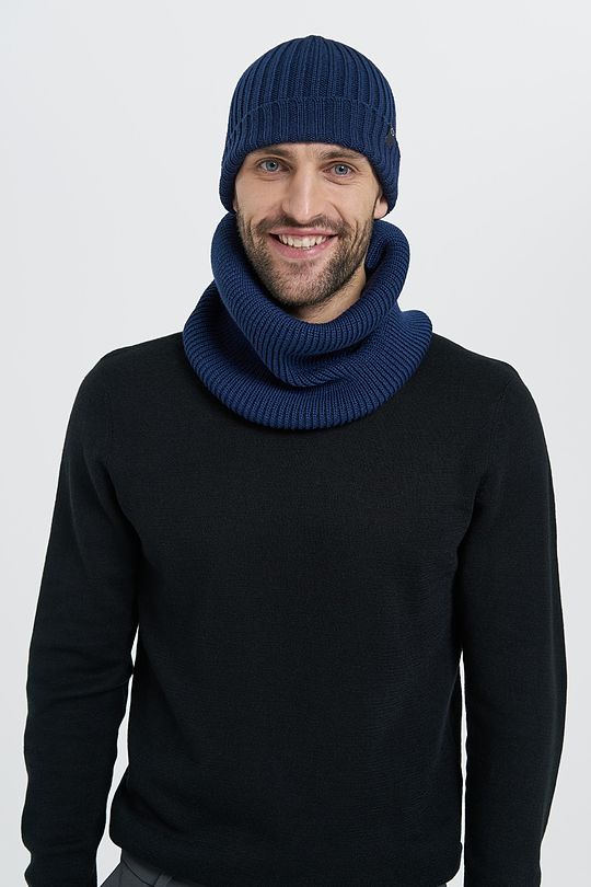Knitted merino wool neck muff 2 | BLUE | Audimas