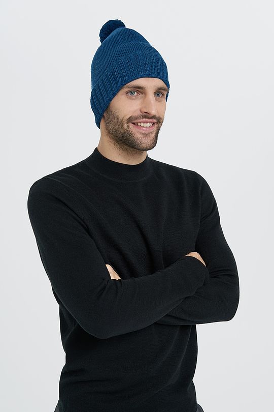 Knitted merino wool cap 3 | BLUE | Audimas