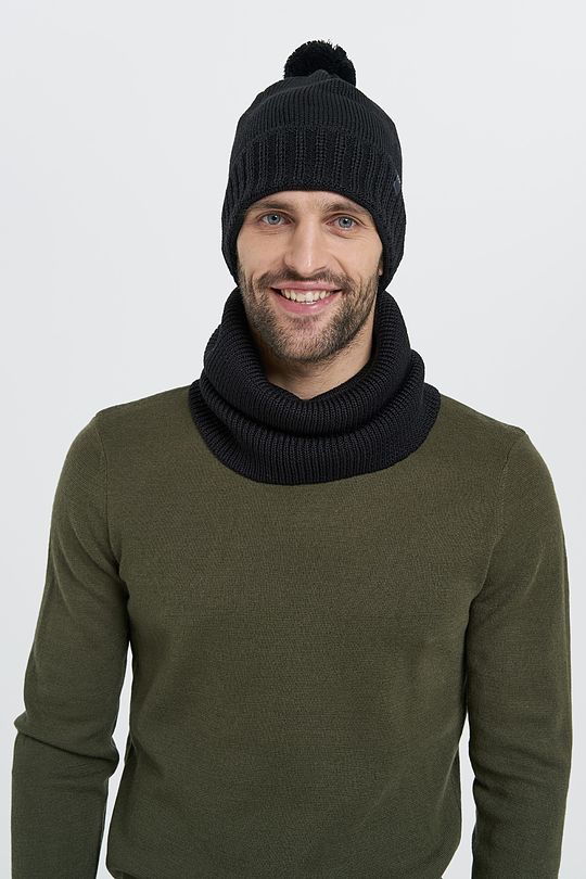 Knitted merino wool cap 1 | BLACK | Audimas