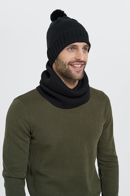 Knitted merino wool cap 3 | BLACK | Audimas