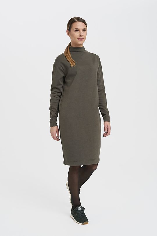 Merino wool mix long sleeve midi dress 4 | GREEN/ KHAKI / LIME GREEN | Audimas