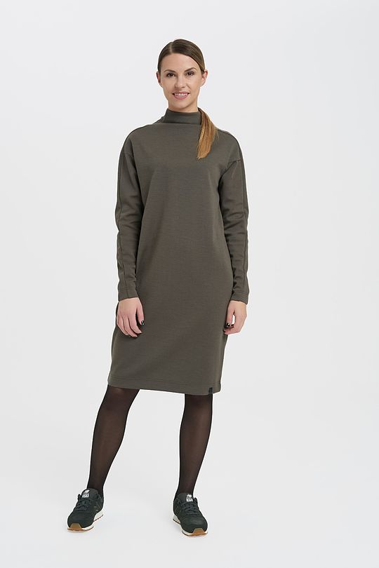 Merino wool mix long sleeve midi dress 5 | GREEN/ KHAKI / LIME GREEN | Audimas