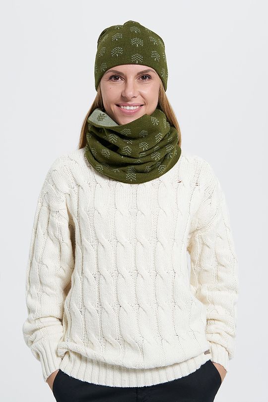 Knitted neck muff of wool FOREST MOOD 1 | GREEN/ KHAKI / LIME GREEN | Audimas