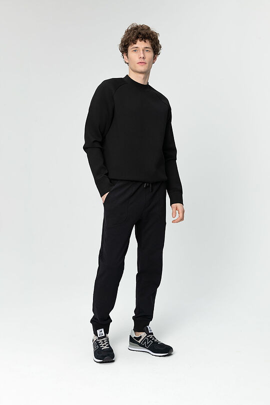 Stretch cotton slim fit sweatpants 5 | BLACK | Audimas
