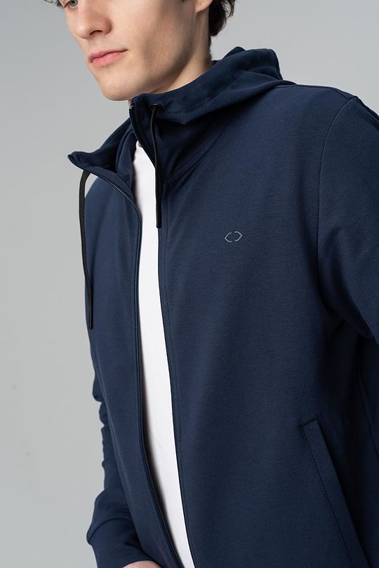 Stretch cotton zip-through hoodie 1 | BLUE | Audimas