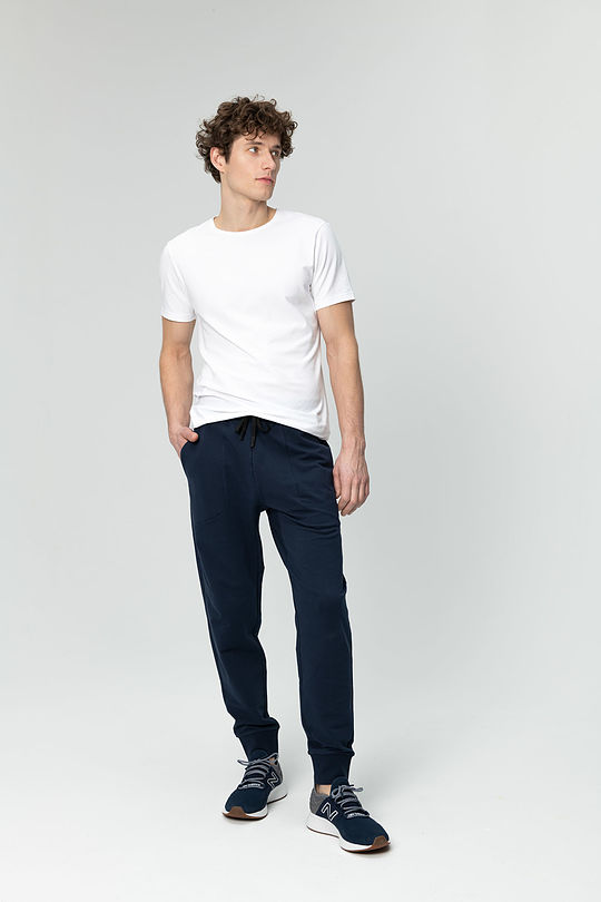 Stretch cotton slim fit sweatpants 4 | BLUE | Audimas