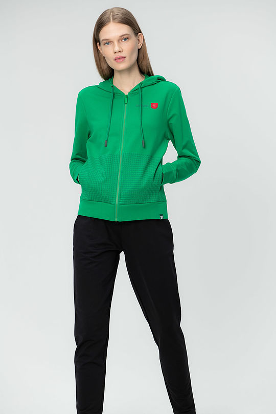 stretch cotton zip-through hoodie 1 | GREEN | Audimas