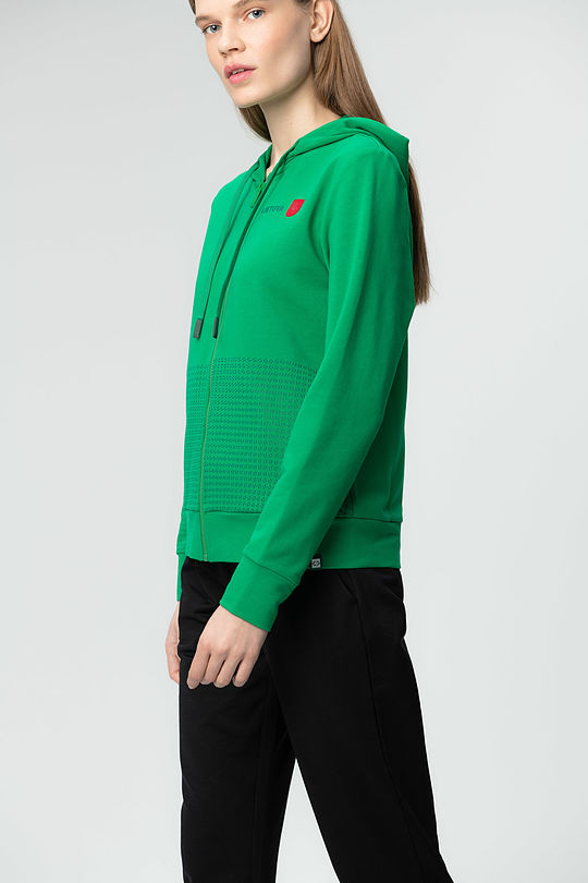 stretch cotton zip-through hoodie 3 | GREEN | Audimas