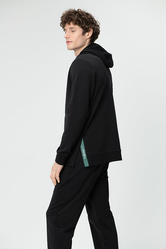 Lengthened stretch cotton zip-through hoodie 2 | BLACK | Audimas