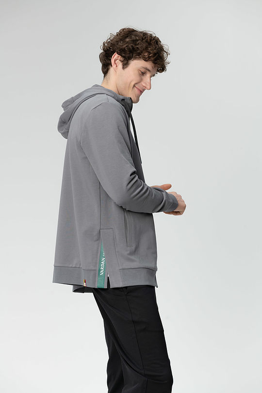 Lengthened stretch cotton zip-through hoodie 4 | GREY/MELANGE | Audimas