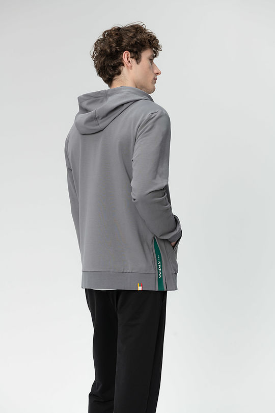 Lengthened stretch cotton zip-through hoodie 2 | GREY/MELANGE | Audimas