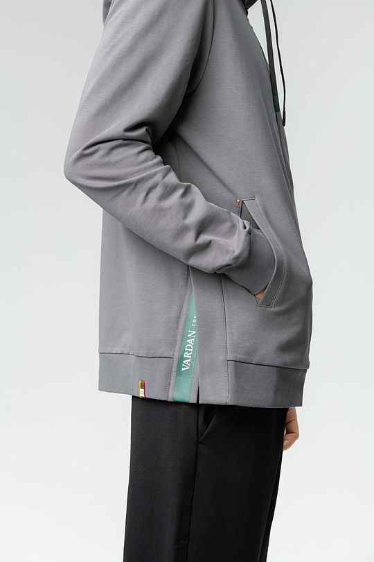 Lengthened stretch cotton zip-through hoodie 3 | GREY/MELANGE | Audimas