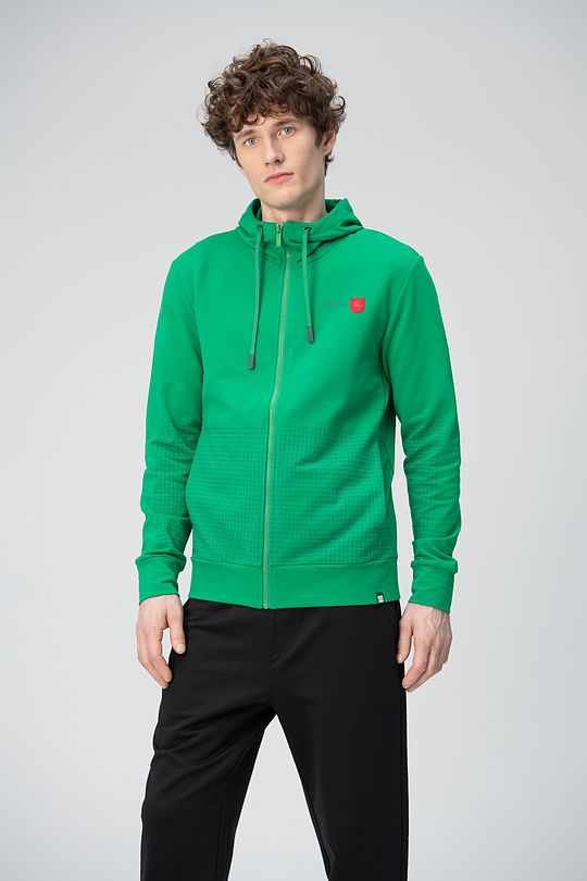 Stretch cotton zip-through hoodie 2 | GREEN | Audimas