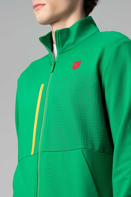 Zip-through stretch sweatshirt with cotton inside 3 | GREEN | Audimas