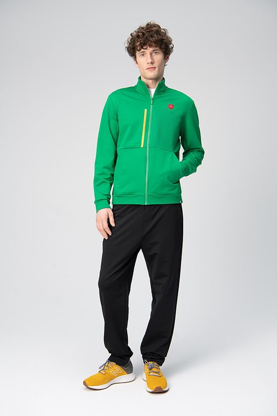 Zip-through stretch sweatshirt with cotton inside 1 | GREEN | Audimas