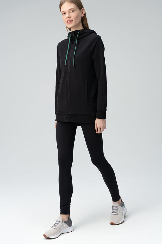 Lengthened stretch cotton zip-through jacket 5 | BLACK | Audimas