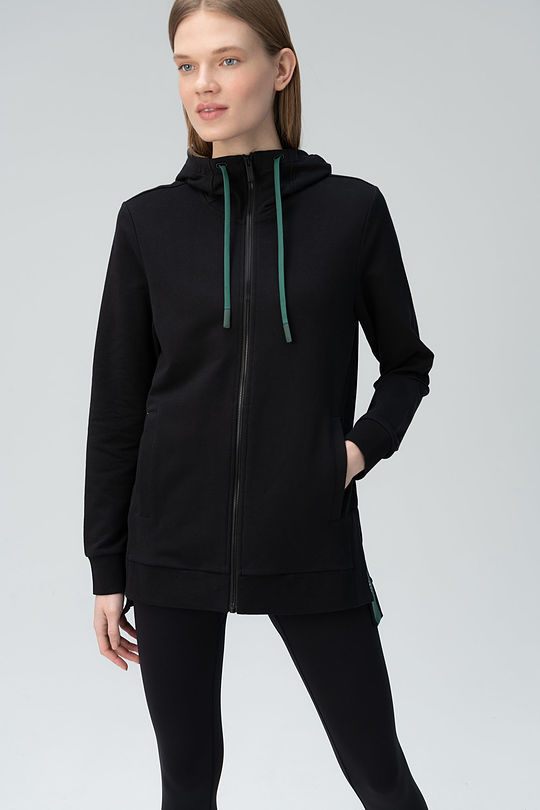 Lengthened stretch cotton zip-through jacket 1 | BLACK | Audimas