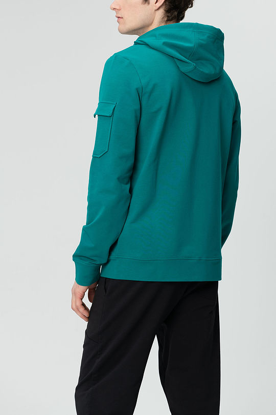 Lengthened stretch cotton zip-through hoodie 2 | GREEN/ KHAKI / LIME GREEN | Audimas