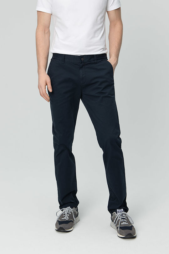 Tapered fit cotton chino pants 1 | BLUE | Audimas