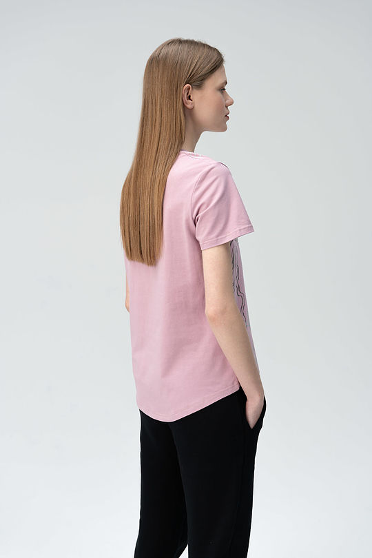 Stretch cotton tee with print 2 | RED/PINK | Audimas