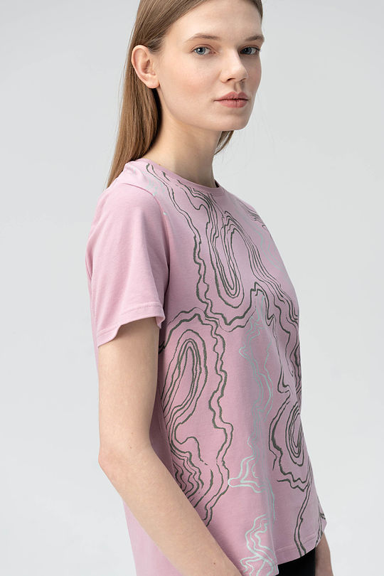 Stretch cotton tee with print 3 | RED/PINK | Audimas