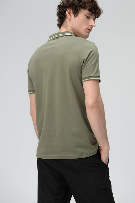 Stretch cotton polo shirt 2 | GREEN/ KHAKI / LIME GREEN | Audimas